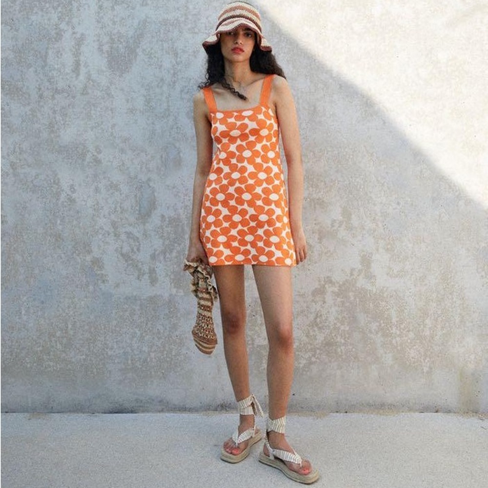 Zara Orange Polka Dot Mini Dress